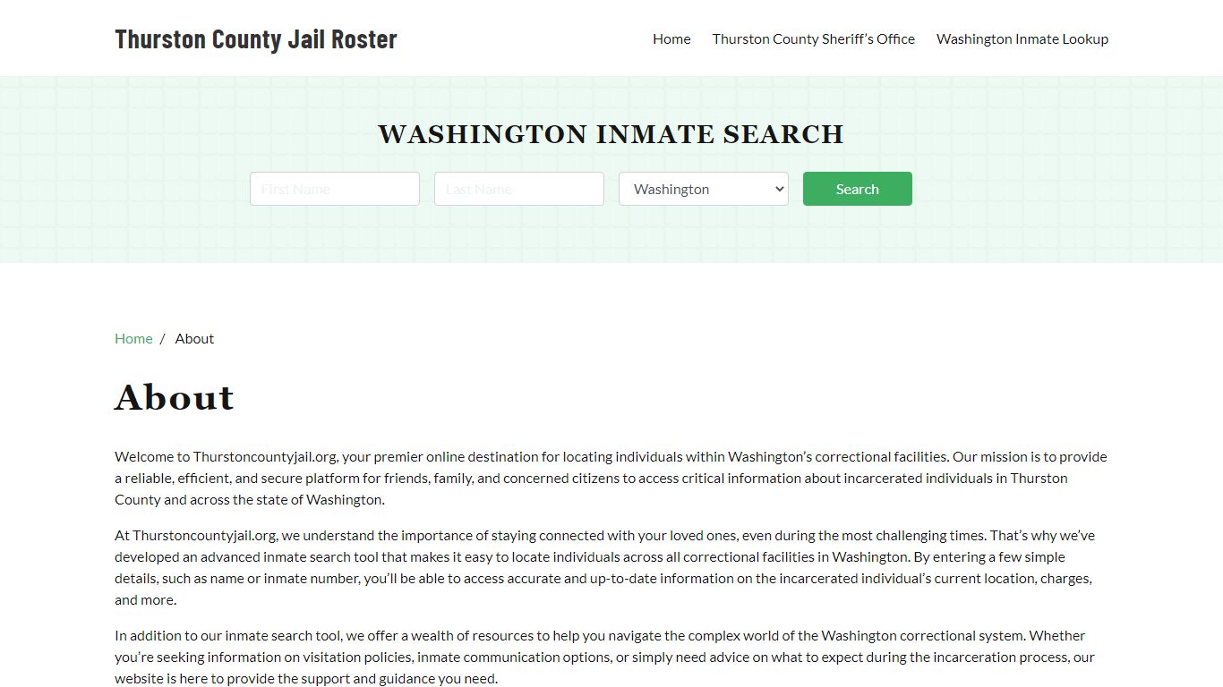 About - Thurston County Jail